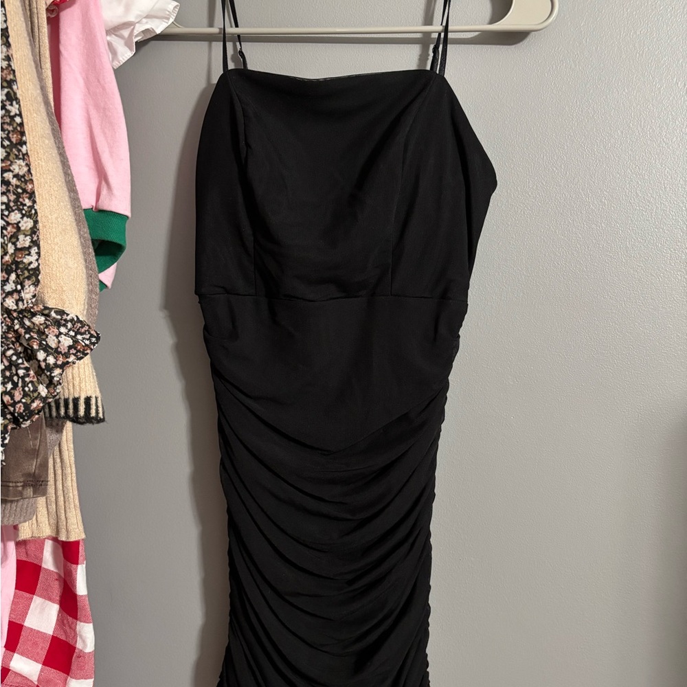 Elegant Black Ruched Dress